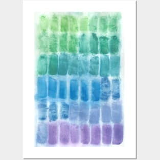 Green, Blue, Purple, Rectangles - Abstract Watercolor Painting Posters and Art